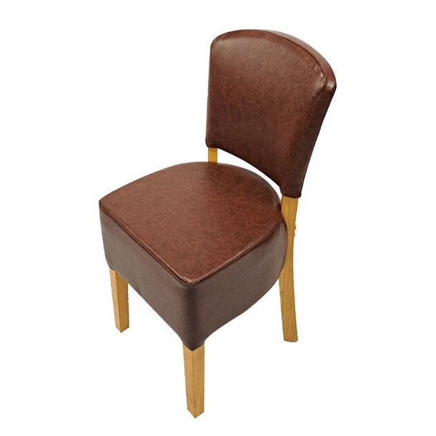 Hanoi Dining Chair In Soft Oak with Bison Vinyl Espresso (Pack of 2) - HP768 Upholstered Dining Chairs Everyday   