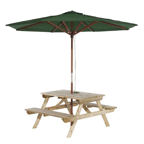 Rowlinson Picnic Table 4ft with Green Parasol 2.7m - HP888  Rowlinson   