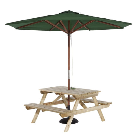 Rowlinson Picnic Table 4ft with Green Parasol 2.7m & Base 15kg - HP889  Rowlinson   