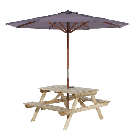 Rowlinson Picnic Table 4ft with Grey Parasol 2.7m - HP890  Rowlinson   