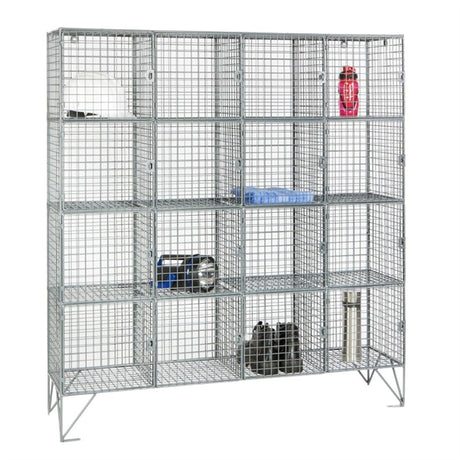 Sixteen Compartment Mesh Locker 305mm Deep - HR522 Wire Mesh Lockers Elite Lockers   