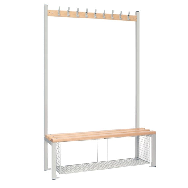Single-Sided Island Seating with Mesh Tray Grey 1200mm - HR570  Elite Lockers   
