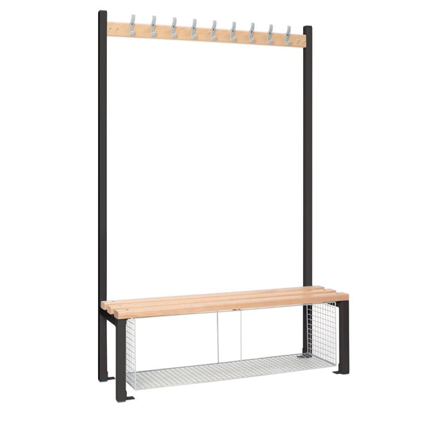 Single-Sided Island Seating with Mesh Tray Black 1200mm - HR573  Elite Lockers   