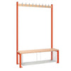 Single-Sided Island Seating with Mesh Tray Red 1200mm - HR574  Elite Lockers   