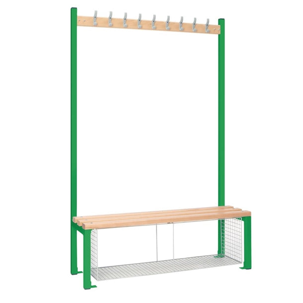 Single-Sided Island Seating with Mesh Tray Green 1200mm - HR575  Elite Lockers   