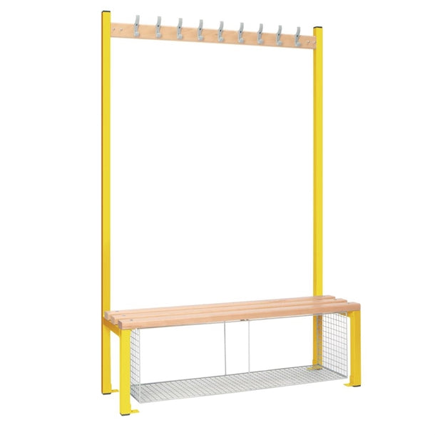 Single-Sided Island Seating with Mesh Tray Yellow 1200mm - HR576  Elite Lockers   