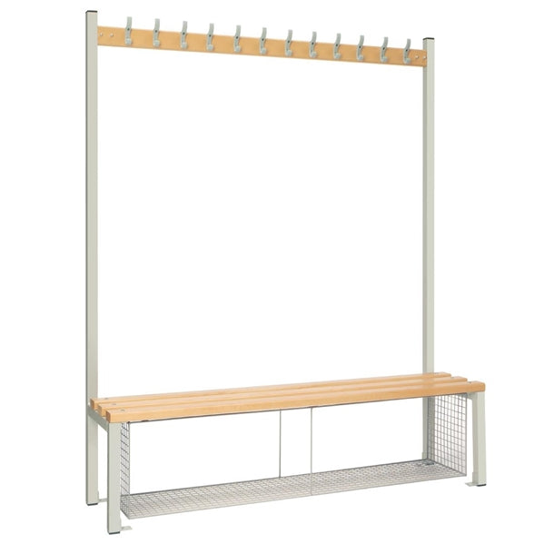 Single-Sided Island Seating with Mesh Tray Grey 1500mm - HR577  Elite Lockers   