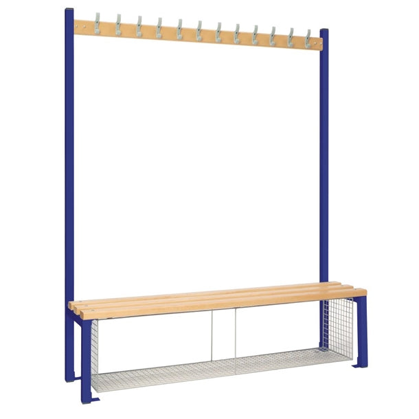 Single-Sided Island Seating with Mesh Tray Blue 1500mm - HR578  Elite Lockers   