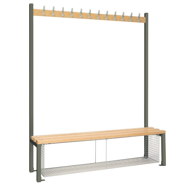 Single-Sided Island Seating with Mesh Tray Dark Grey 1500mm - HR579  Elite Lockers   