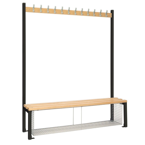 Single-Sided Island Seating with Mesh Tray Black 1500mm - HR580  Elite Lockers   