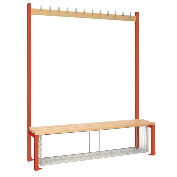 Single-Sided Island Seating with Mesh Tray Red 1500mm - HR581  Elite Lockers   