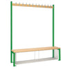 Single-Sided Island Seating with Mesh Tray Green 1500mm - HR582  Elite Lockers   