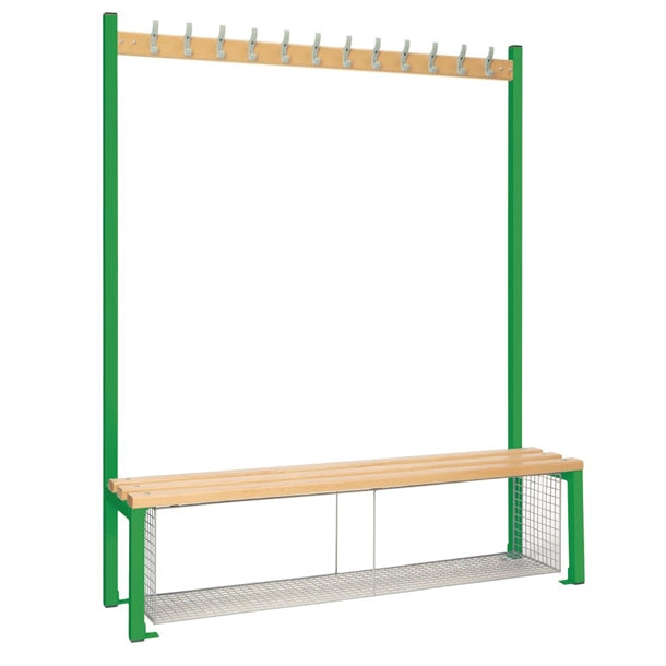 Single-Sided Island Seating with Mesh Tray Green 1500mm - HR582  Elite Lockers   