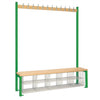 Single-Sided Island Seating with Mesh Basket Green 1500mm - HR596  Elite Lockers   