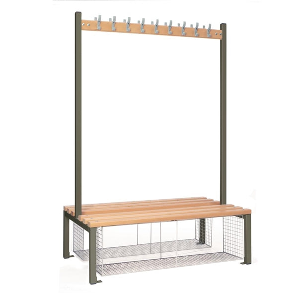 Double-sided Island Seating with Mesh Tray Dark Grey 1200mm - HR614  Elite Lockers   