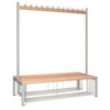 Double-sided Island Seating with Mesh Tray Grey 1500mm - HR619  Elite Lockers   