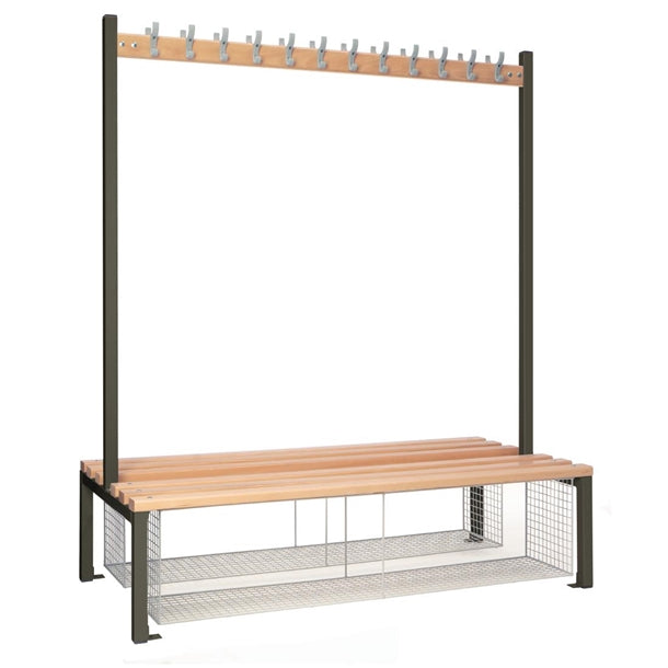 Double-sided Island Seating with Mesh Tray Dark Grey 1500mm - HR621  Elite Lockers   