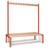 Double-sided Island Seating with Mesh Tray Red 1500mm - HR623  Elite Lockers   