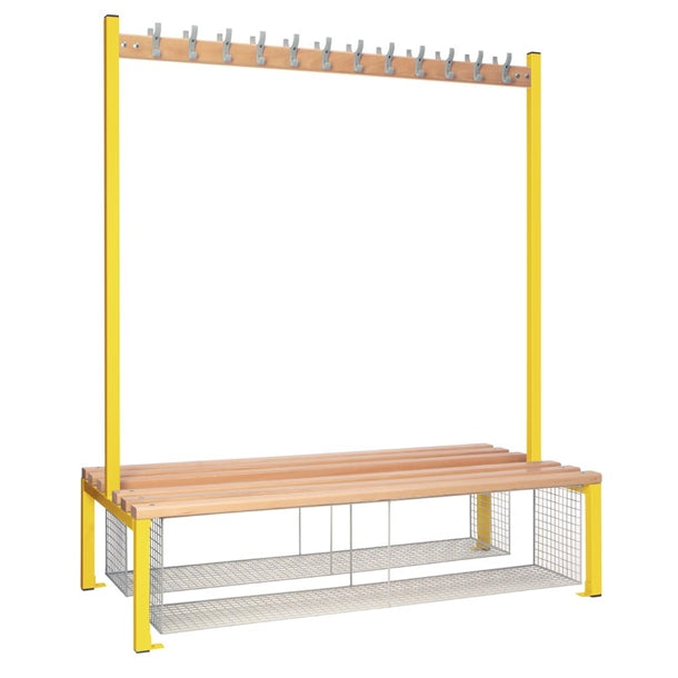 Double-sided Island Seating with Mesh Tray Yellow 1500mm - HR625  Elite Lockers   
