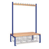 Double-Sided Island Seating with Mesh Basket Blue 1200mm - HR627  Elite Lockers   