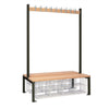 Double-Sided Island Seating with Mesh Basket Black 1200mm - HR629  Elite Lockers   