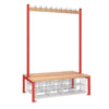 Double-Sided Island Seating with Mesh Basket Red 1200mm - HR630  Elite Lockers   
