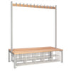 Double-Sided Island Seating with Mesh Basket Grey 1500mm - HR633  Elite Lockers   