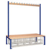 Double-Sided Island Seating with Mesh Basket Blue 1500mm - HR634  Elite Lockers   
