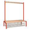 Double-Sided Island Seating with Mesh Basket Red 1500mm - HR637  Elite Lockers   