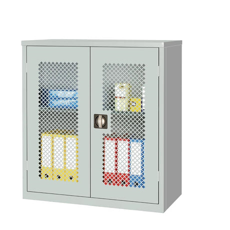 Small Mesh-Fronted Stock Control Cupboard Grey - HR642 Lockable Cupboards Elite Lockers   