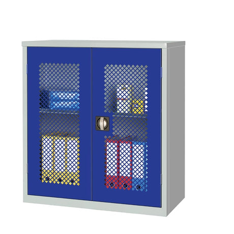 Small Mesh-Fronted Stock Control Cupboard Blue - HR643 Lockable Cupboards Elite Lockers   