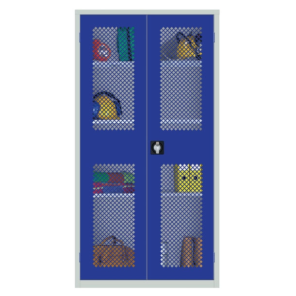 Large Mesh-Fronted Stock Control Cupboard Blue - HR650 Lockable Cupboards Elite Lockers   