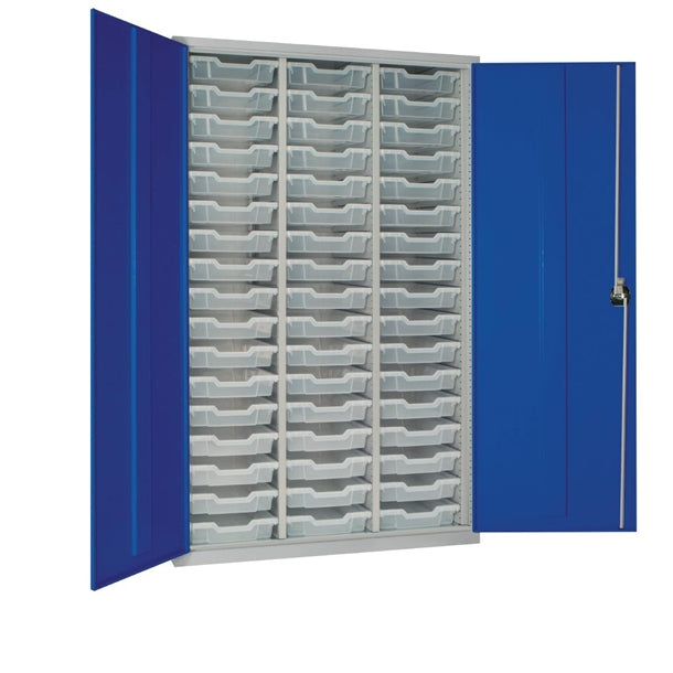 51 Tray High-Capacity Storage Cupboard - Blue with Transparent Trays - HR664 Lockable Cupboards Elite Lockers   
