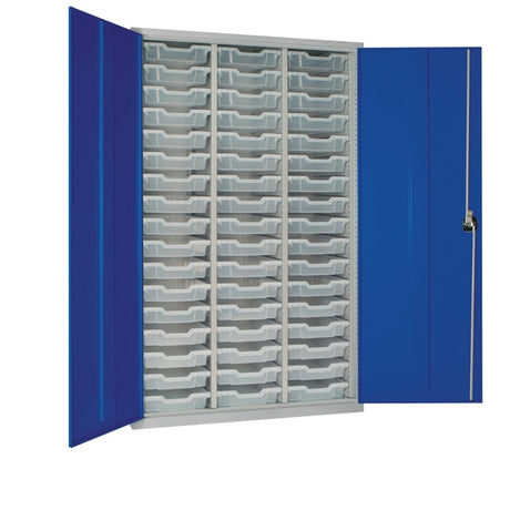 51 Tray High-Capacity Storage Cupboard - Blue with Transparent Trays - HR664 Lockable Cupboards Elite Lockers   