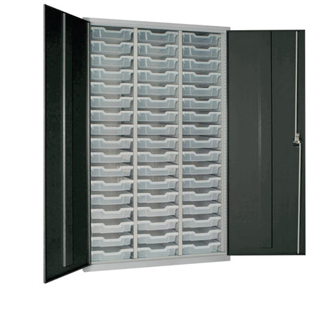 51 Tray High-Capacity Storage Cupboard - Dark Grey with Transparent Trays - HR665 Lockable Cupboards Elite Lockers   