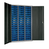 51 Tray High-Capacity Storage Cupboard - Dark Grey with Blue Trays - HR673 Lockable Cupboards Elite Lockers   