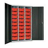 27 Tray High-Capacity Storage Cupboard - Dark Grey with Red Trays - HR681 Lockable Cupboards Elite Lockers   