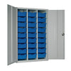 27 Tray High-Capacity Storage Cupboard - Grey with Blue Trays - HR683 Lockable Cupboards Elite Lockers   