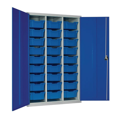 27 Tray High-Capacity Storage Cupboard - Blue with Blue Trays - HR684 Lockable Cupboards Elite Lockers   