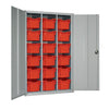 18 Tray High-Capacity Storage Cupboard - Grey with Red Trays - HR691 Lockable Cupboards Elite Lockers   