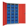 18 Tray High-Capacity Storage Cupboard - Red with Blue Trays - HR698 Lockable Cupboards Elite Lockers   