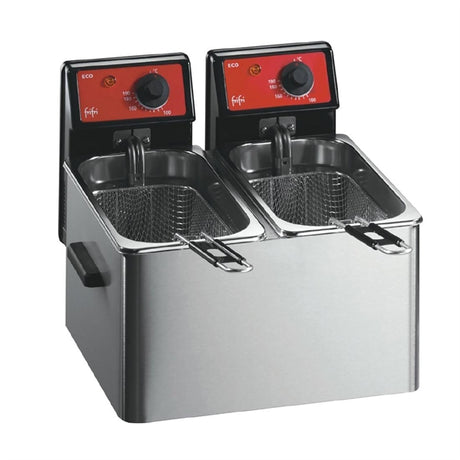 FriFri Eco 4+4 Electric Countertop Fryer Twin Tank Twin Baskets 2x2.3kW Three Phase - HS081-3PH Countertop Electric Fryers FriFri