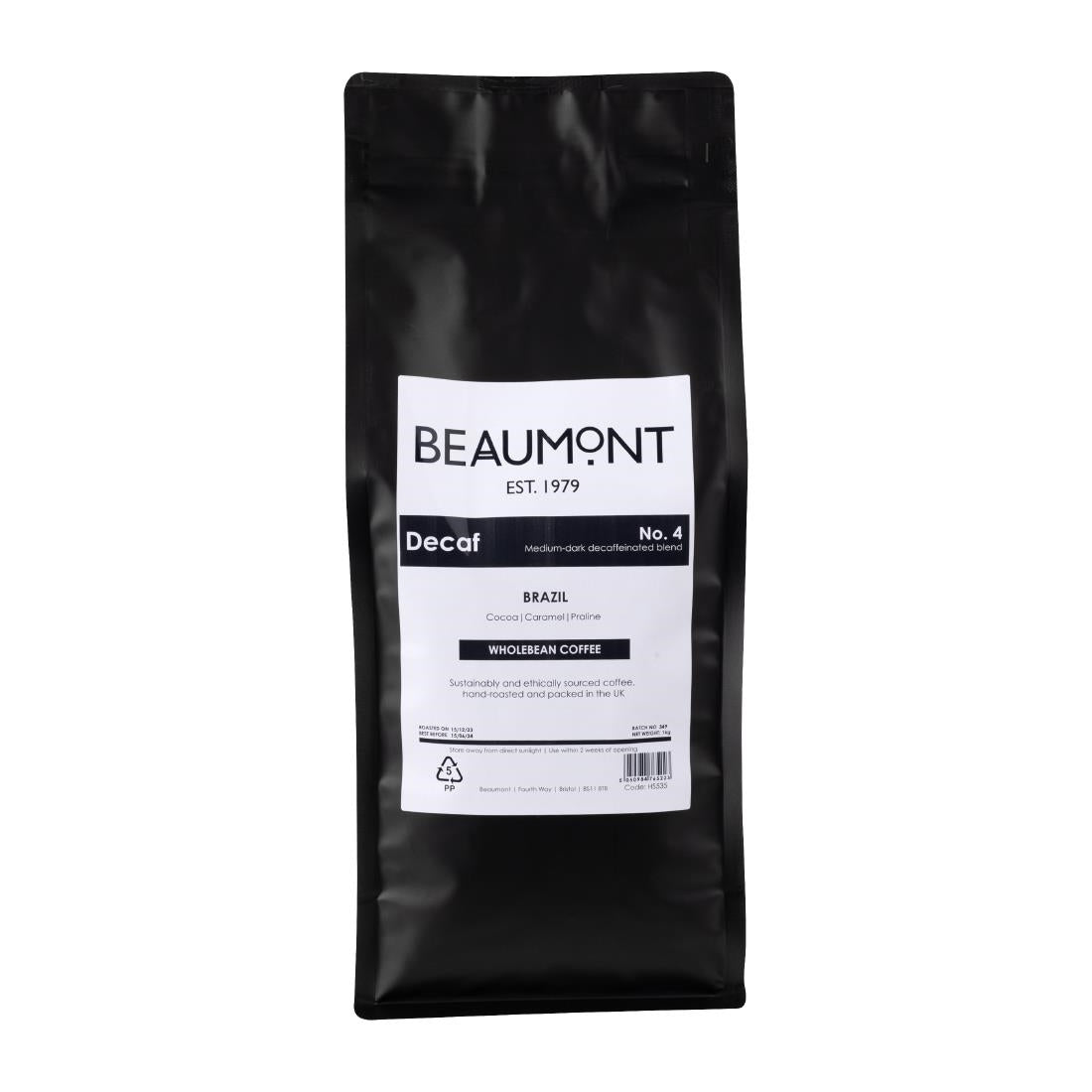 Beaumont No.4 Decaf Coffee Beans 1kg - HS535  Beaumont   