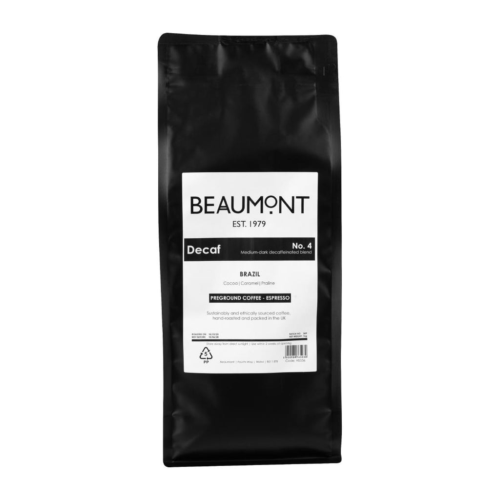 Beaumont No.4 Decaf Coffee Espresso Grind 1kg - HS536  Beaumont   