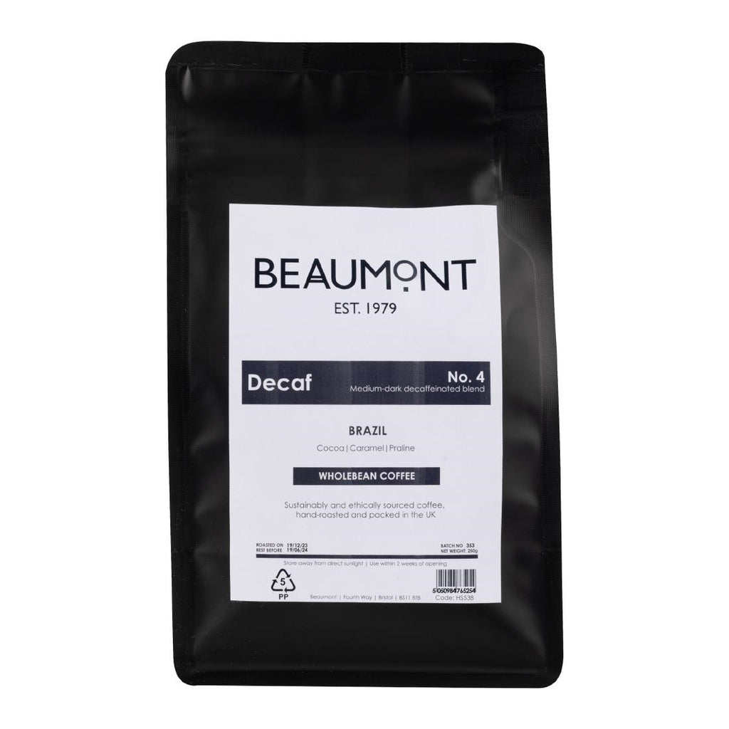 Beaumont No.4 Decaf Coffee Beans 250g - HS538  Beaumont   