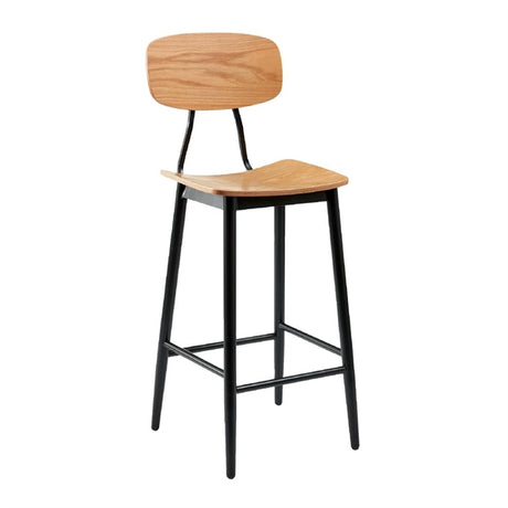 Juna Bar Stool Ply Oak & Black Steel (Pack of 2) - HS737 All Stools Everyday   