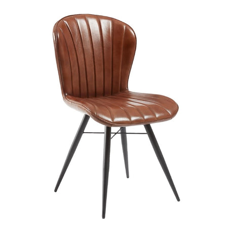 Lena Side Chair Pecan Brown leather (Pack of 2) - HS750 Upholstered Dining Chairs Everyday   