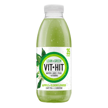VITHIT Lean & Green Apple & Elderflower Vitamin Water 500ml (Pack of 12) - HS822  VITHIT   