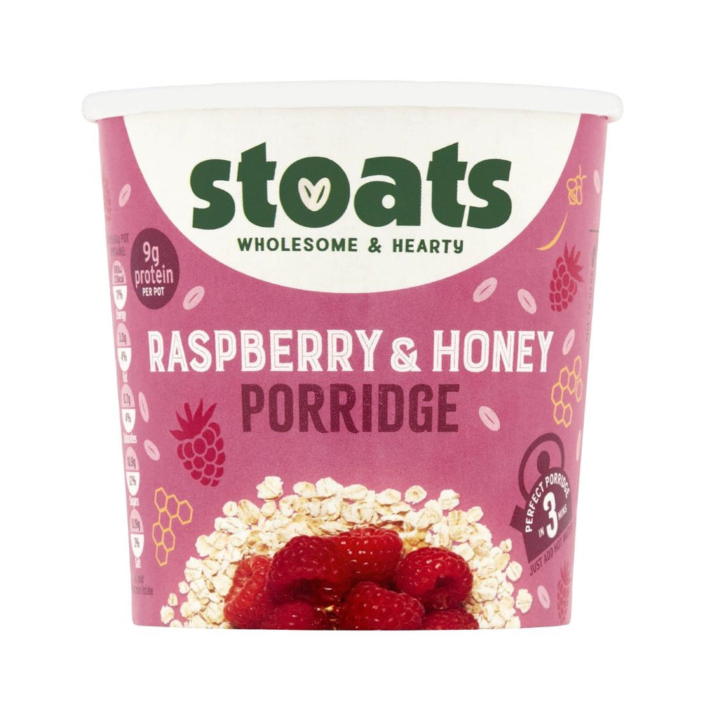 Stoats Raspberry & Honey Porridge Pots 60g (Pack of 16) - HS853  Stoats   