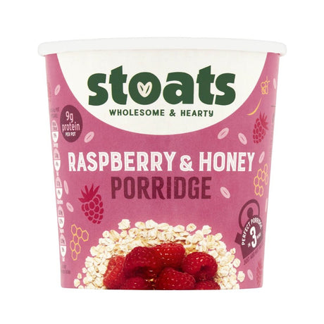 Stoats Raspberry & Honey Porridge Pots 60g (Pack of 16) - HS853  Stoats   